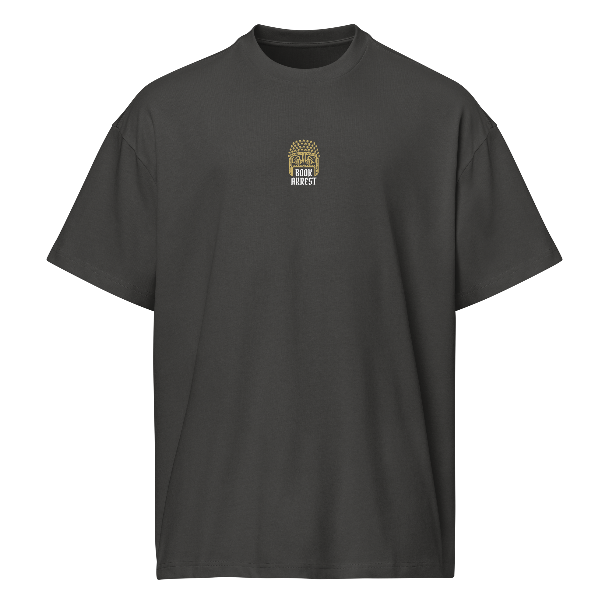 Men’s Bookarrest box tee text on back antraciet