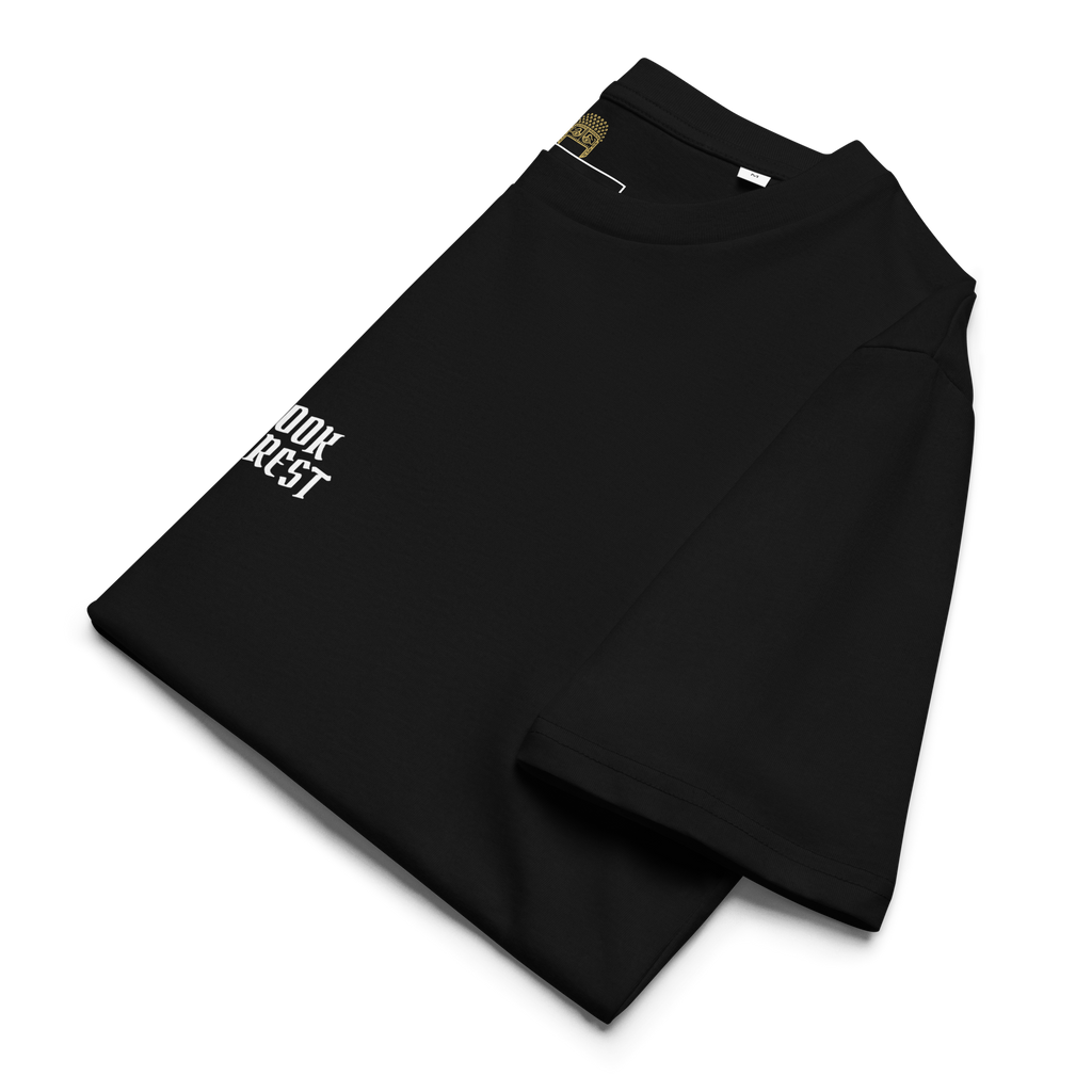 Unisex Bookarrest logo on shoulder T-shirt black