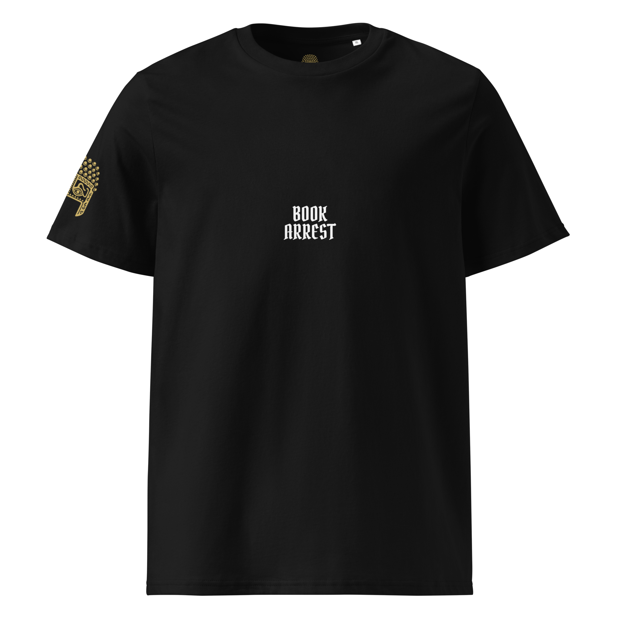 Unisex Bookarrest logo on shoulder T-shirt black
